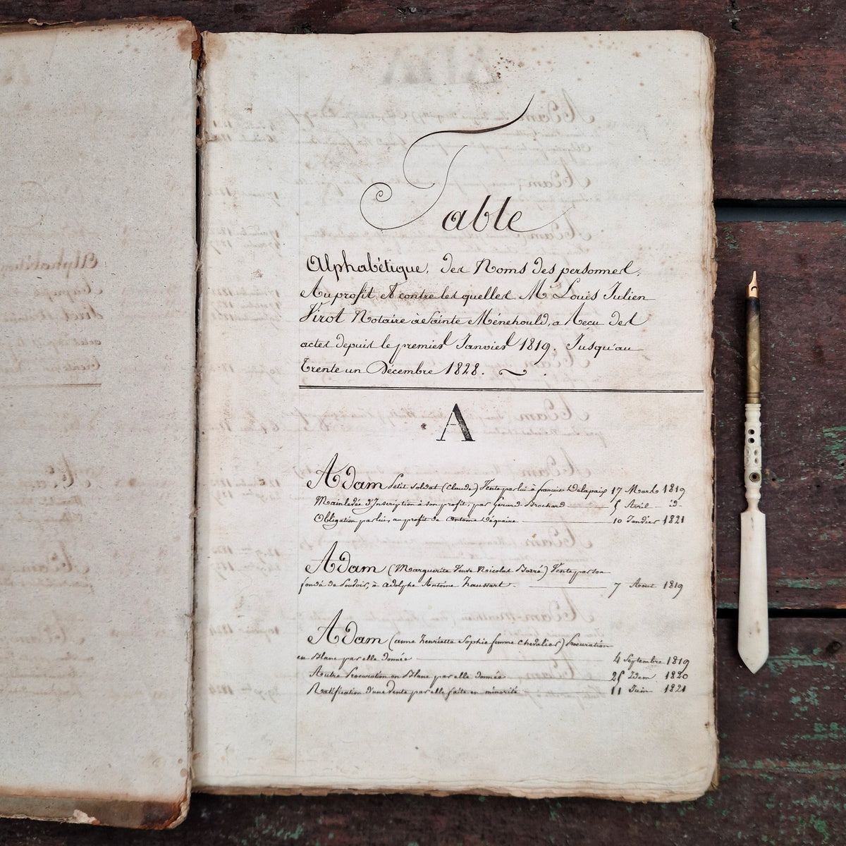 Registre manuscrit « de noms » - Vers 1820 - 290 pages