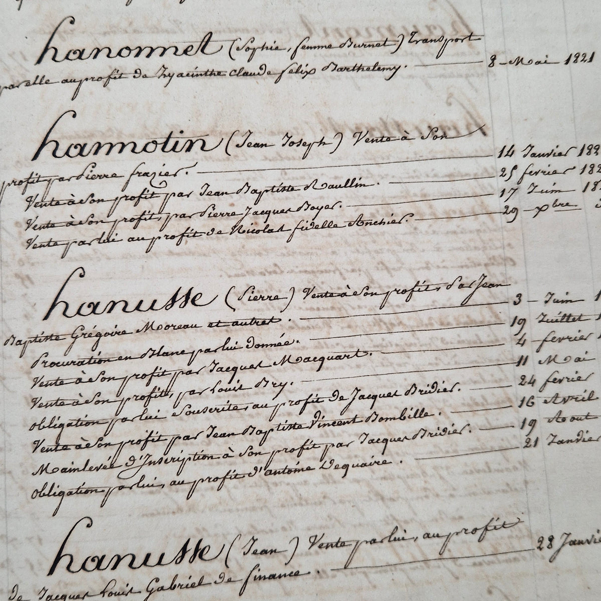 Registre manuscrit « de noms » - Vers 1820 - 290 pages