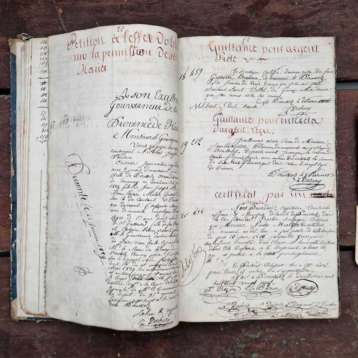 Ancien registre de formation notariale - Belgique - 1829