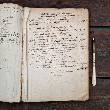Ancien livre de comptes manuscrit - France - Vers 1820