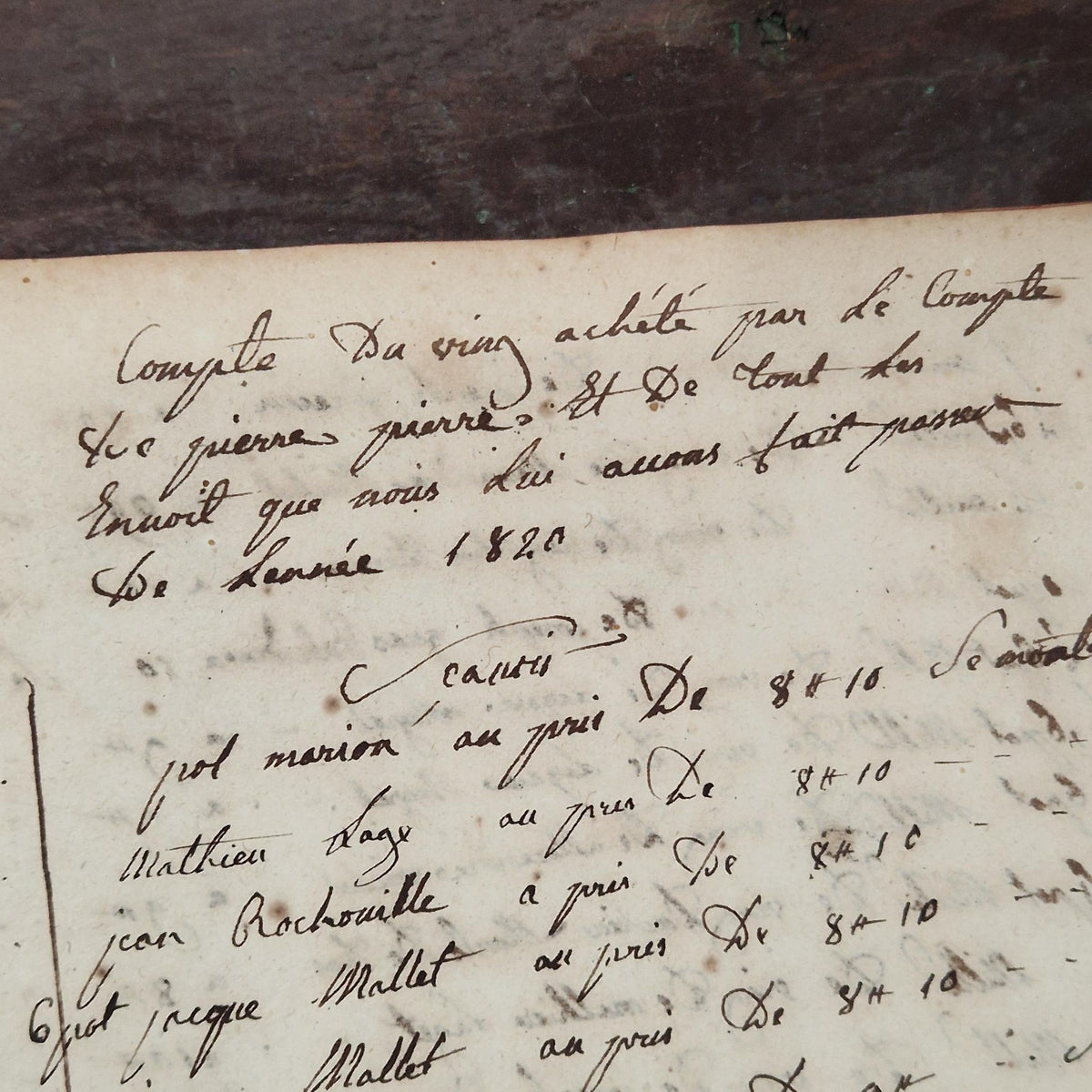 Ancien livre de comptes manuscrit - France - Vers 1820