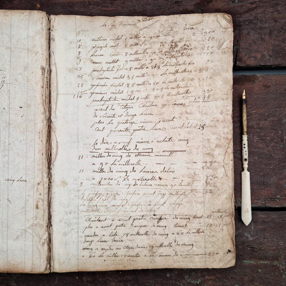Ancien livre de comptes manuscrit - France - Vers 1820