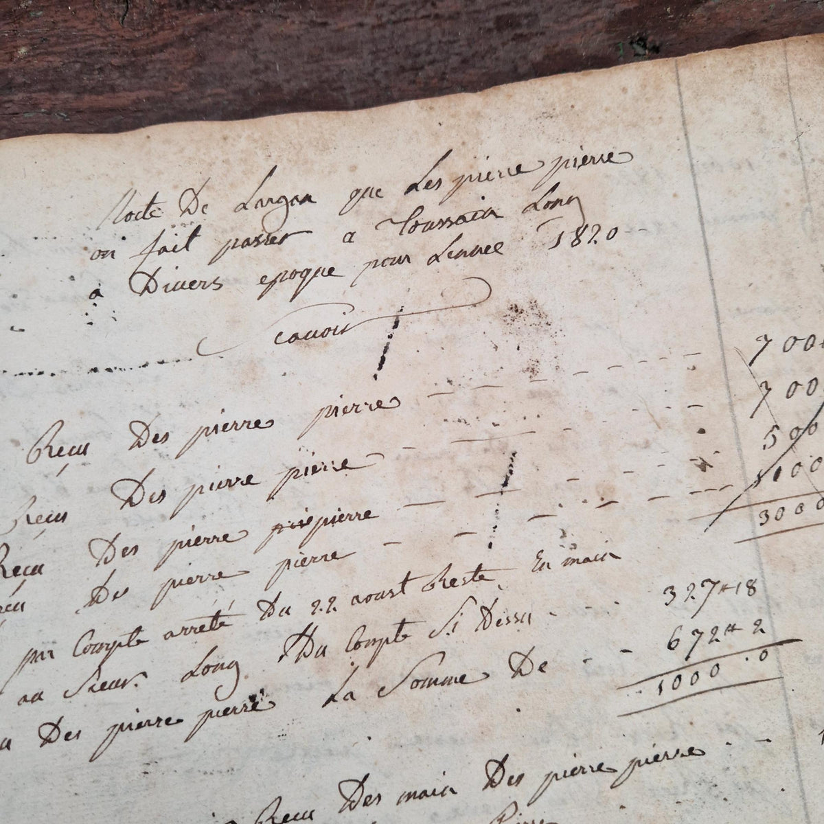 Ancien livre de comptes manuscrit - France - Vers 1820