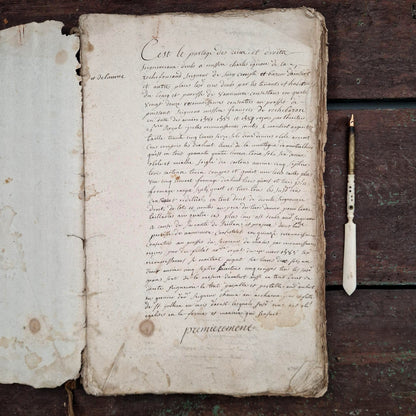 Ancien livre terrier manuscrit - Auvergne, vers 1652 - 245 pages