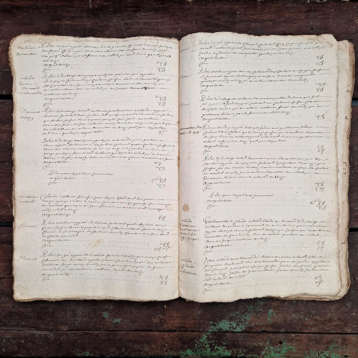 Ancien livre terrier manuscrit - Auvergne, vers 1652 - 245 pages