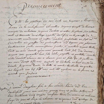 Ancien livre terrier manuscrit - Auvergne, vers 1652 - 245 pages