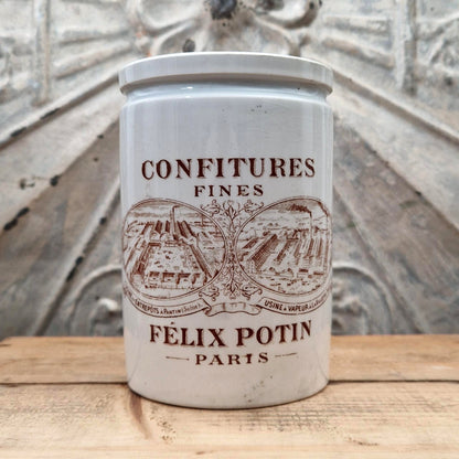 Pot ancien Félix Potin « Confitures Fines » - Brun sépia