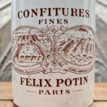 Pot ancien Félix Potin « Confitures Fines » - Brun sépia
