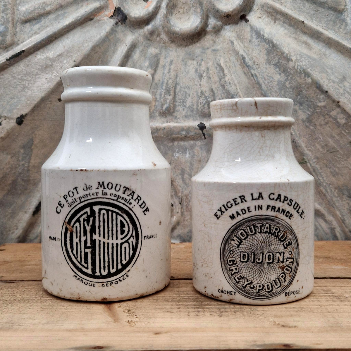 2 anciens Pot de moutarde Grey-Poupon, Paris 1900