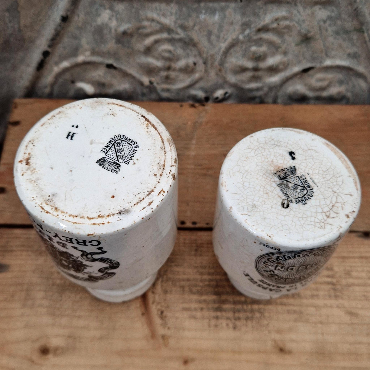 2 anciens Pot de moutarde Grey-Poupon, Paris 1900