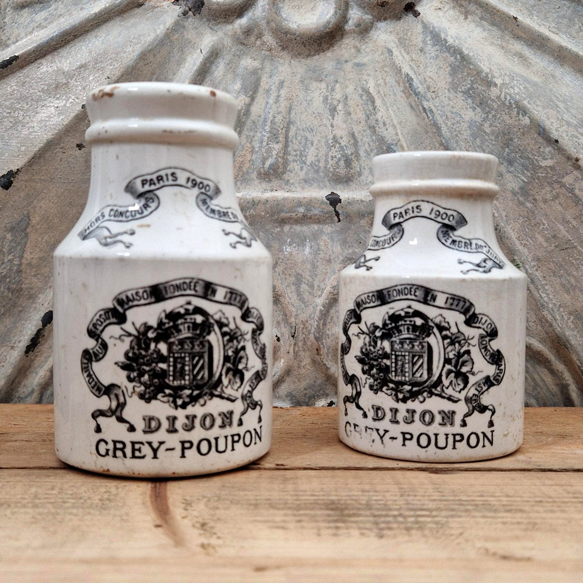 2 anciens Pot de moutarde Grey-Poupon, Paris 1900