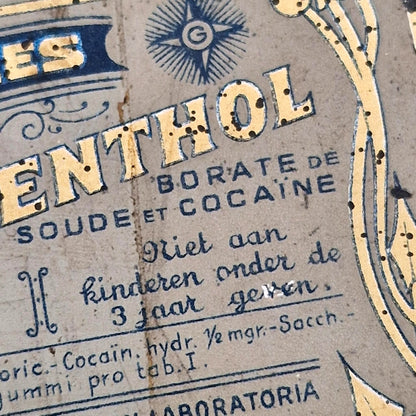 Ancienne boîte de dragées « Au Menthol / Cocaïne »