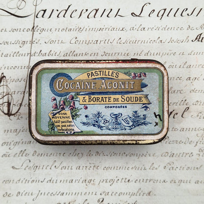 Old Aconite Cocaine Lozenges Box, Circa 1900