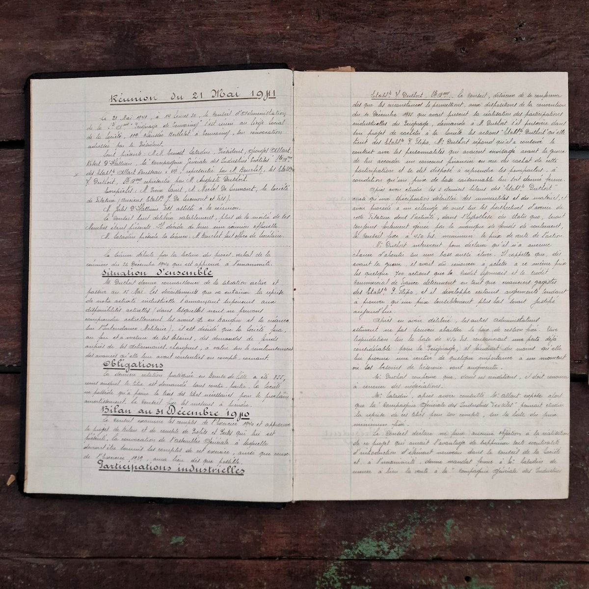 Ancien registre - Industrie lainière - 316 pages manuscrites