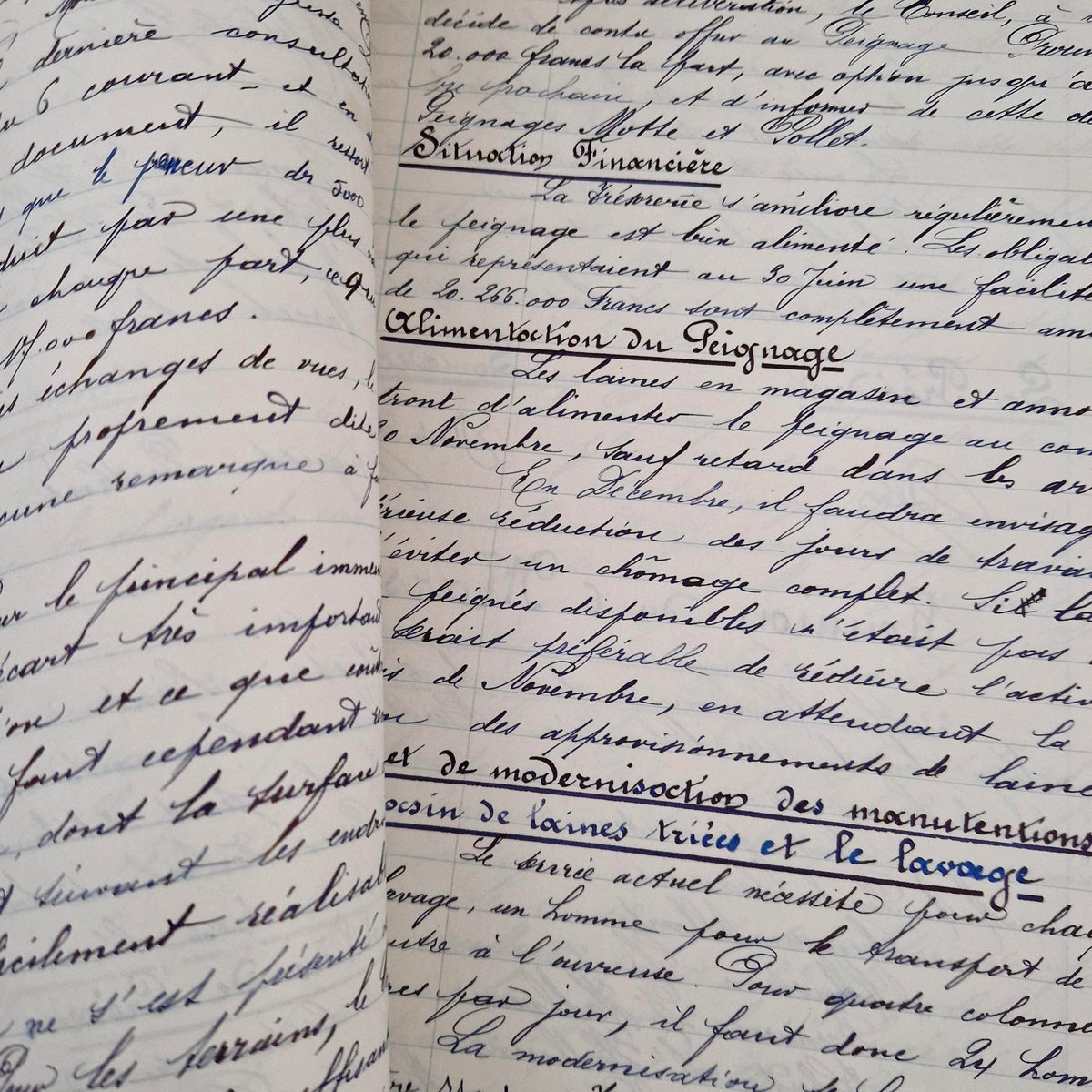 Ancien registre - Industrie lainière - 316 pages manuscrites