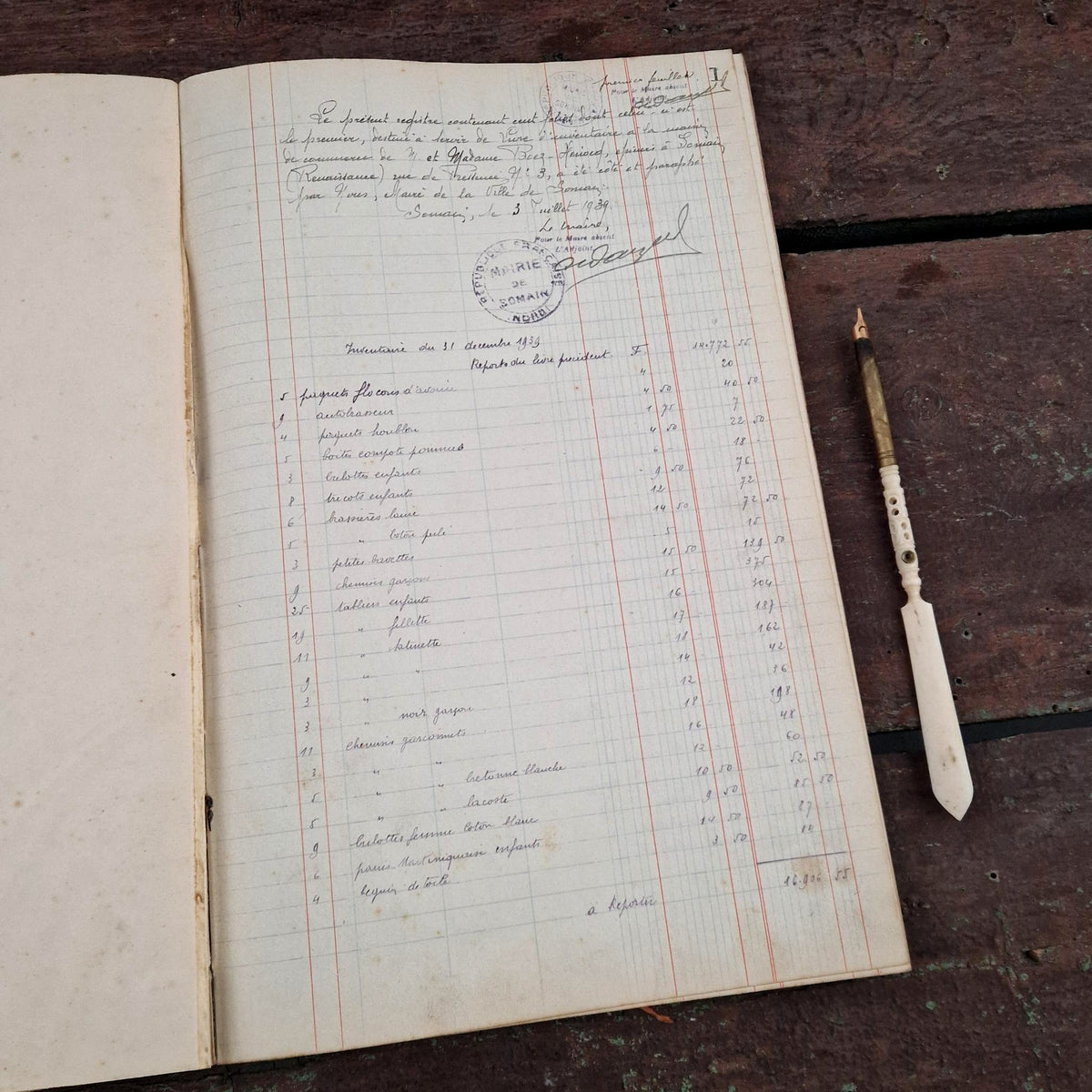 Handwritten grocery ledger - 1939
