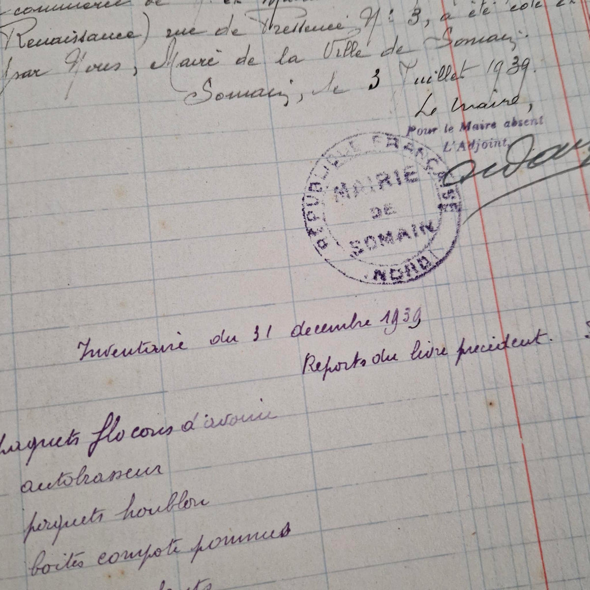 Handwritten grocery ledger - 1939