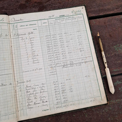 Antique handwritten account book - 1936-1939