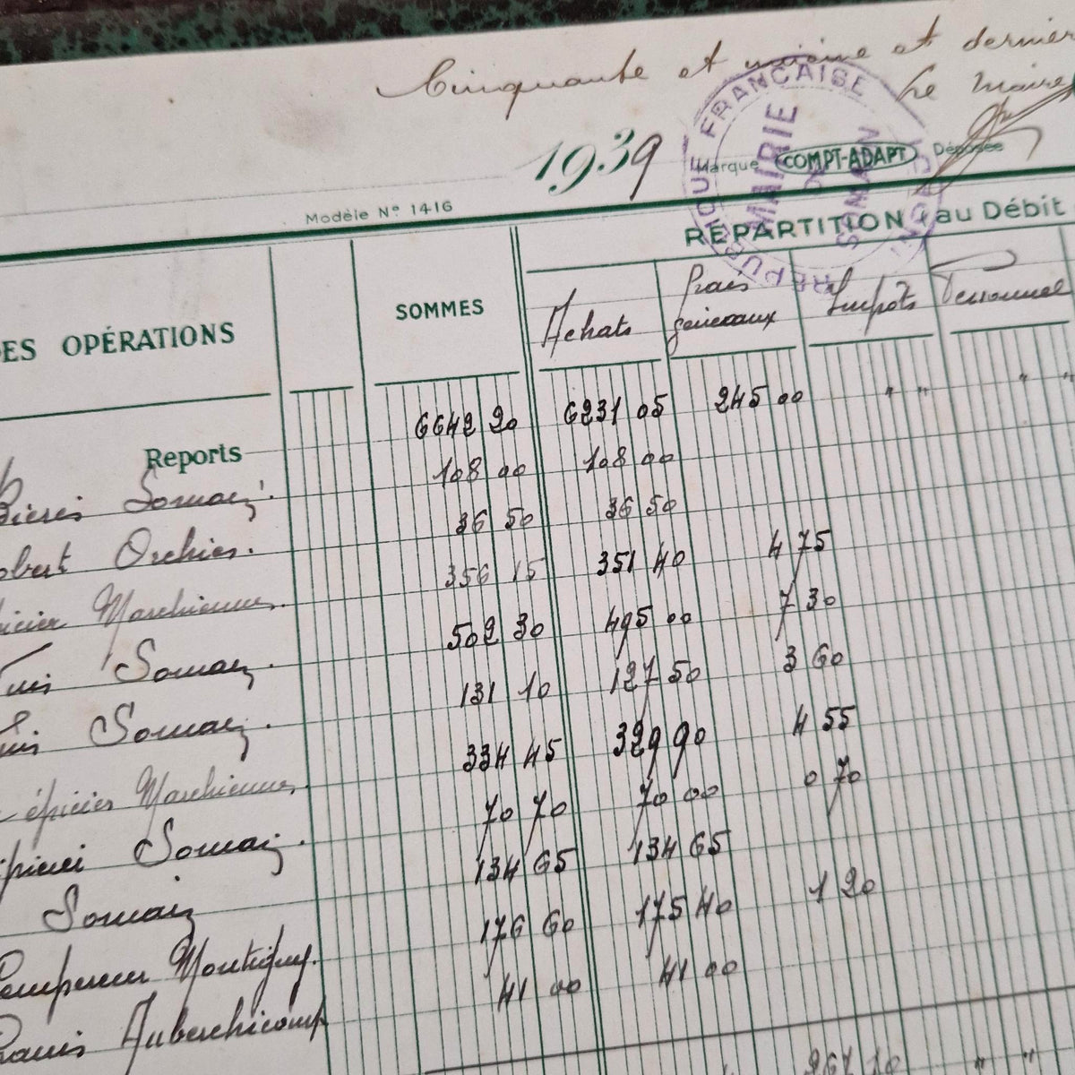 Antique handwritten account book - 1936-1939