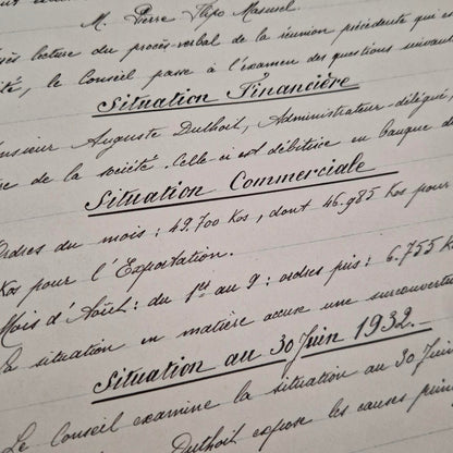 Ancien registre manuscrit de délibérations - Vers 1931