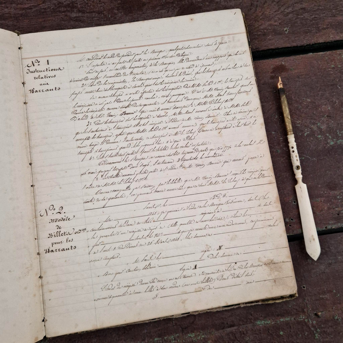 Ancien manuel bancaire manuscrit - fin XIXe
