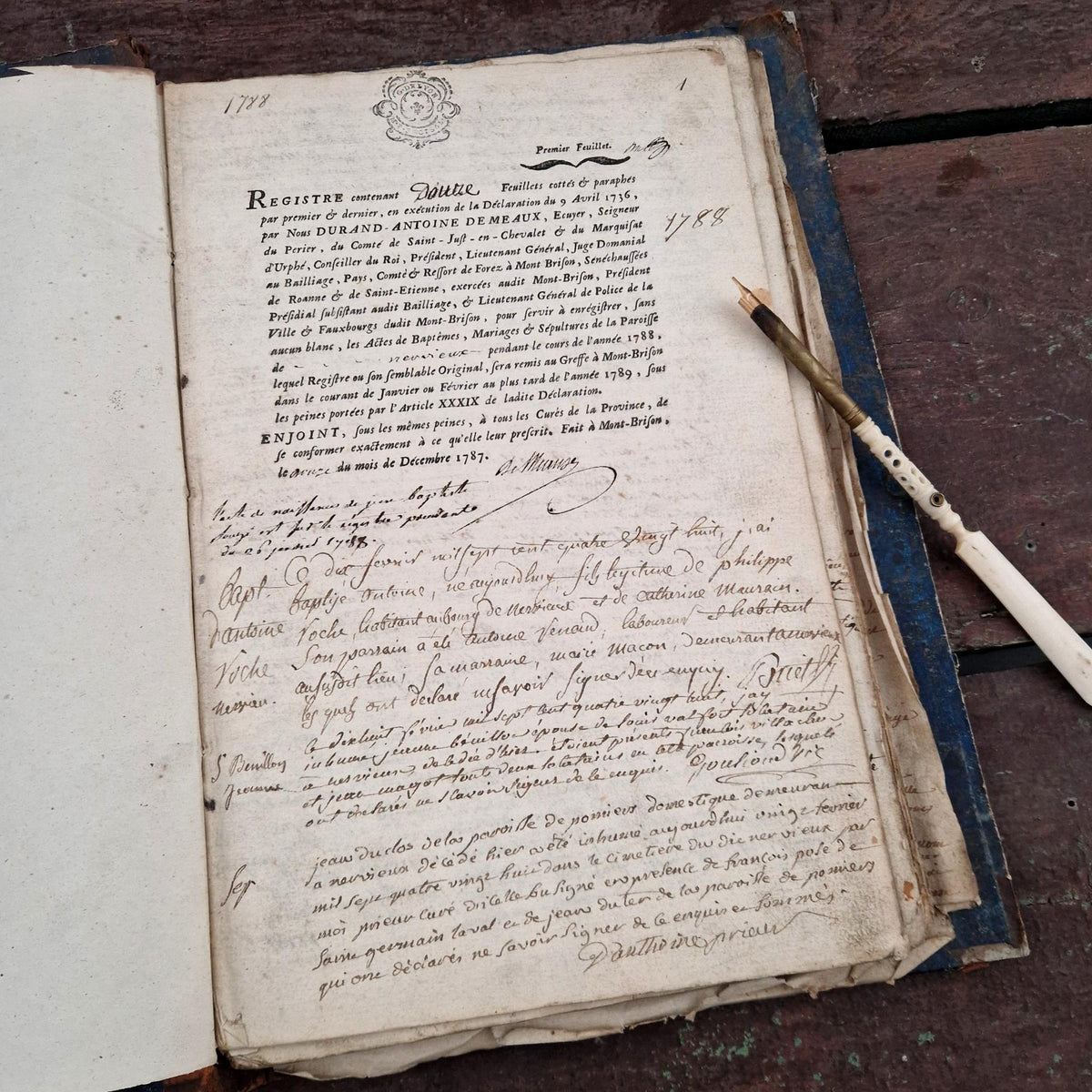 Superbe registre manuscrit XVIIIe -  1788 - 162 pages