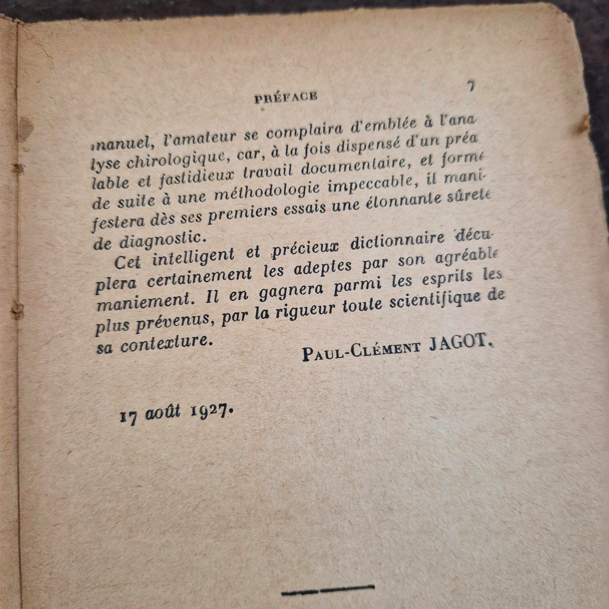 Ancien livre « Dictionnaire élémentaire de Chiromancie »