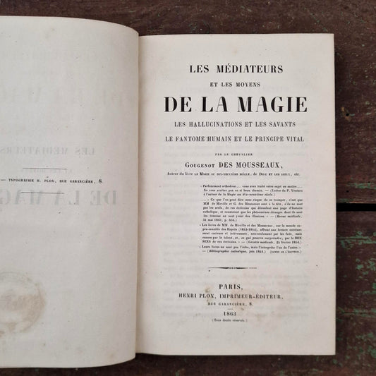 Ancien livre « Les Médiateurs et les moyens de la magie » - 1863