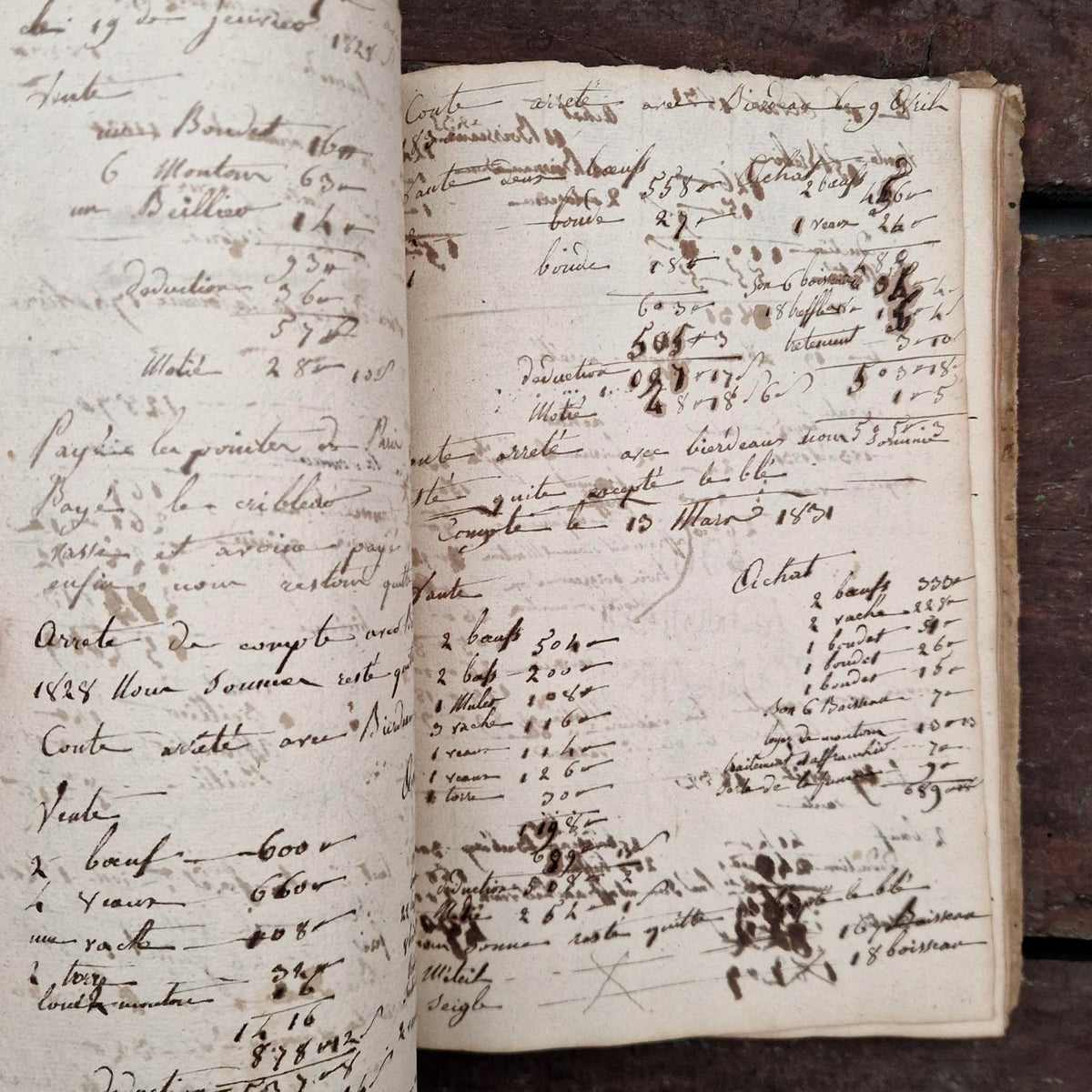 Livre de comptes manuscrit -  Fin XVIIIe / Début XIXe
