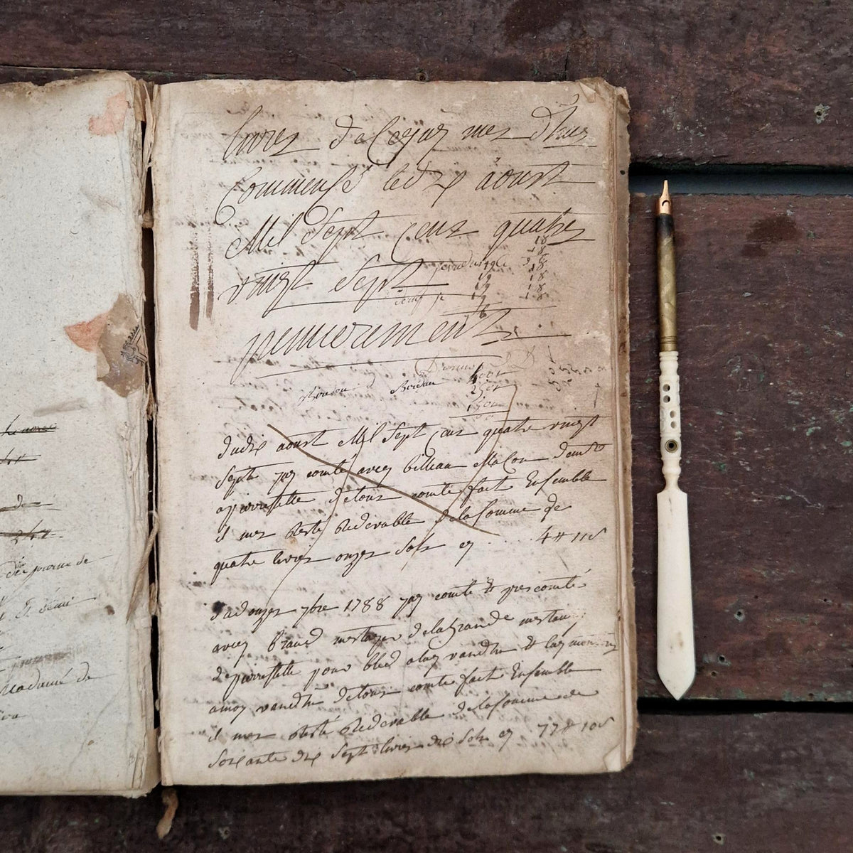 Livre de comptes manuscrit -  Fin XVIIIe / Début XIXe