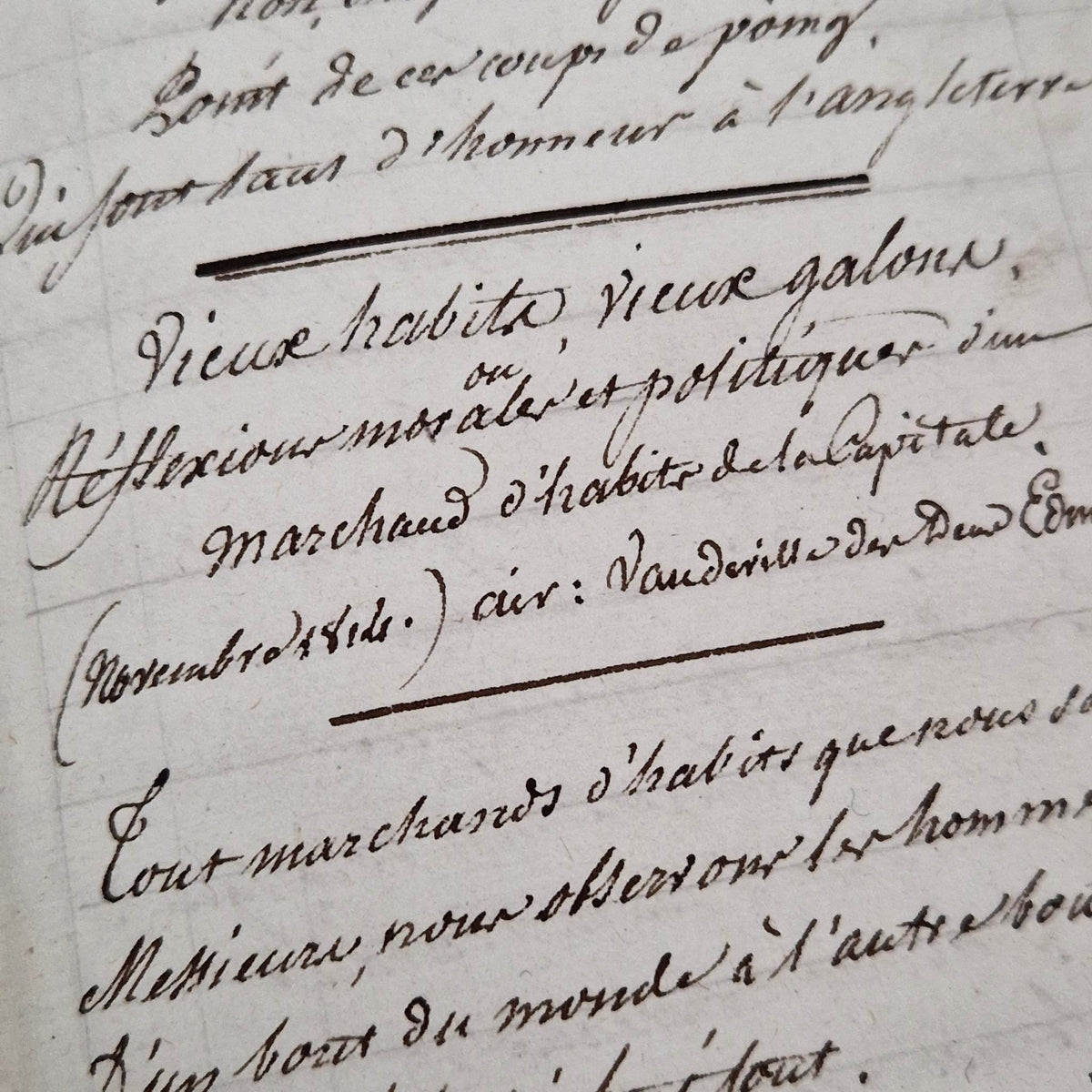 Recueil manuscrit « Chansons de Béranger » - Vers 1813
