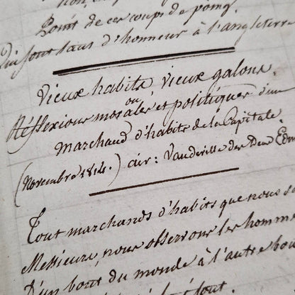 Recueil manuscrit « Chansons de Béranger » - Vers 1813