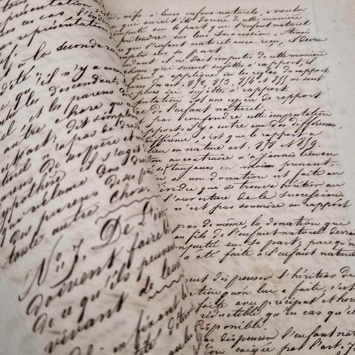 Cours de droit civil manuscrit - 1851 / 1852 - 620 pages