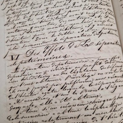 Cours de droit civil manuscrit - 1851 / 1852 - 620 pages