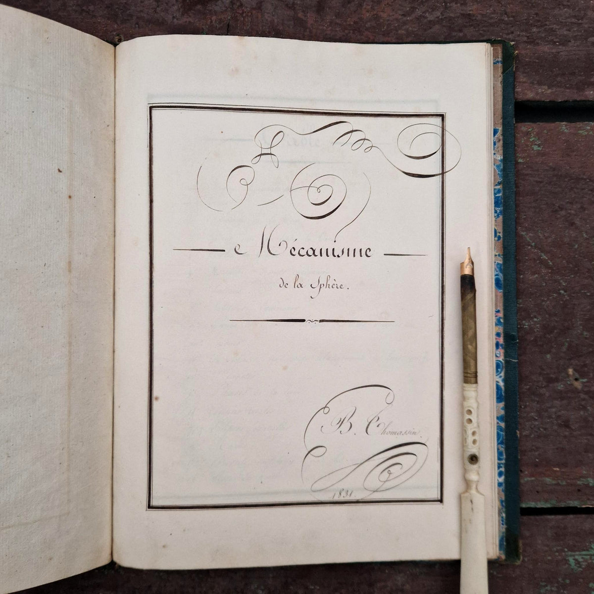 Cahier manuscrit d’astronomie « Mécanisme de la sphère » - 1831
