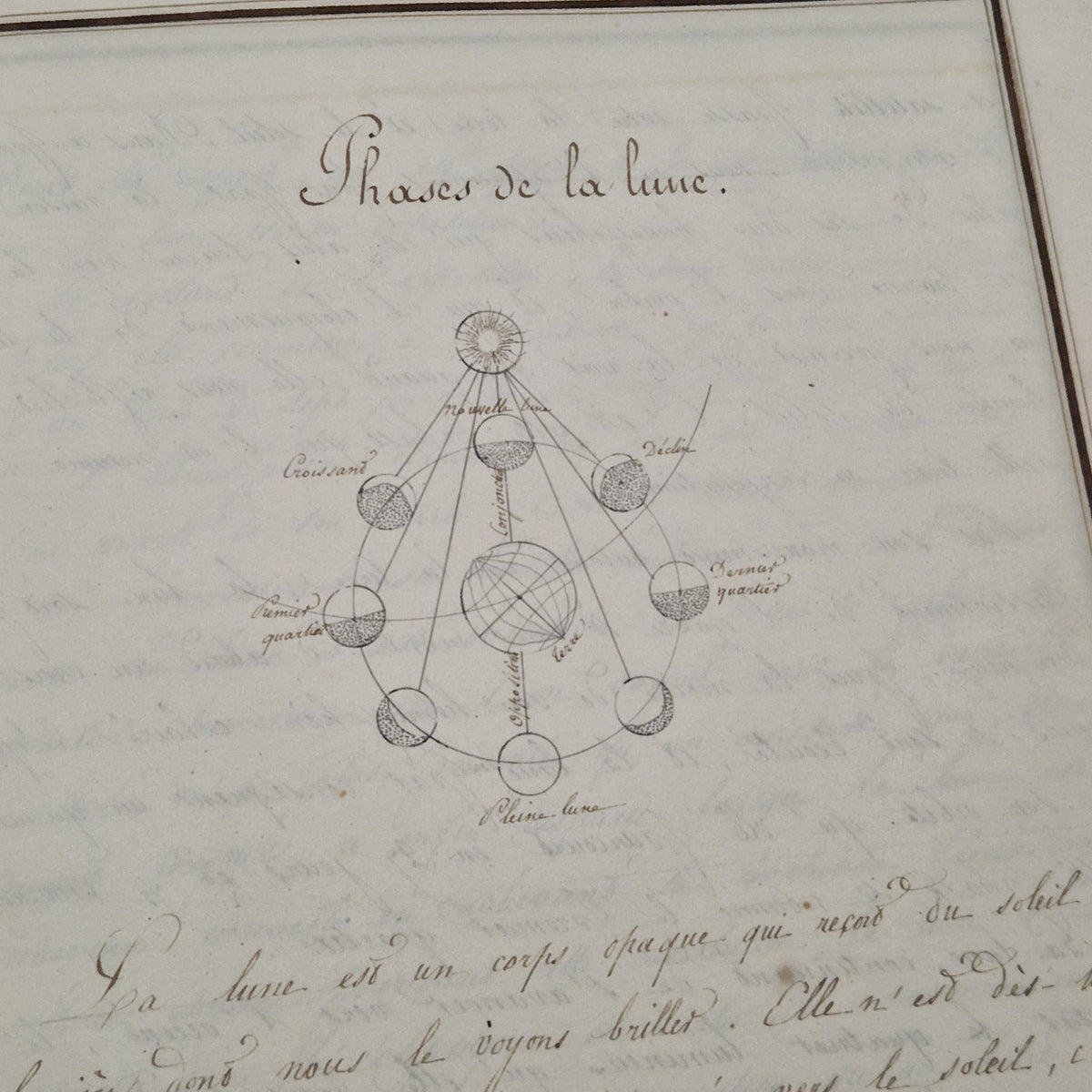 Cahier manuscrit d’astronomie « Mécanisme de la sphère » - 1831