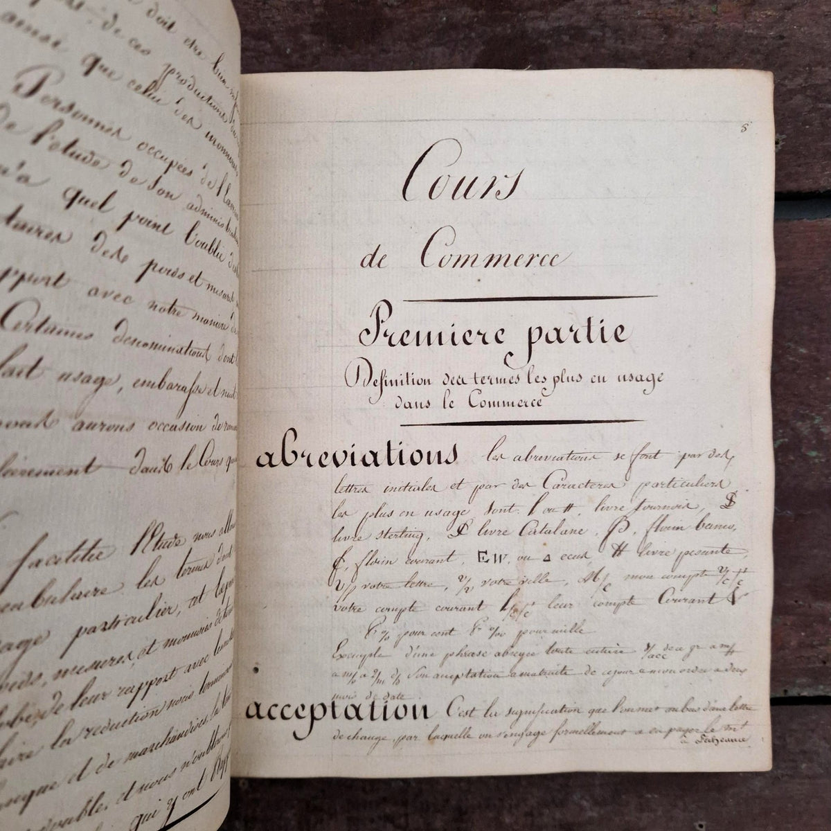 Cours de commerce manuscrit - An XIII (1805) - 350 pages