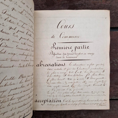 Cours de commerce manuscrit - An XIII (1805) - 350 pages