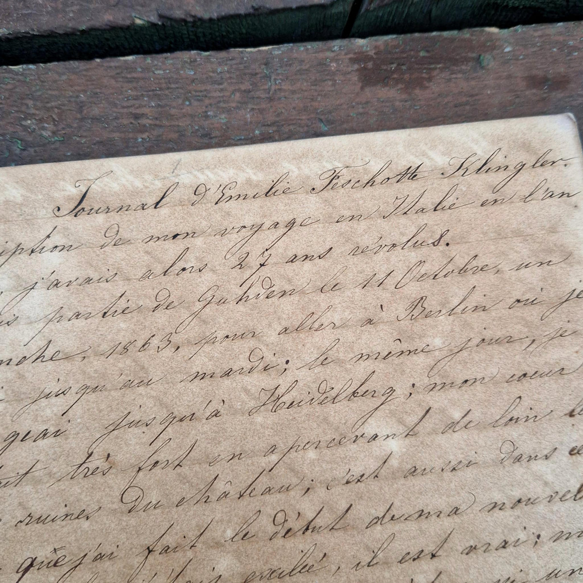 Journal manuscrit de voyage en Italie - Émilie - 1863