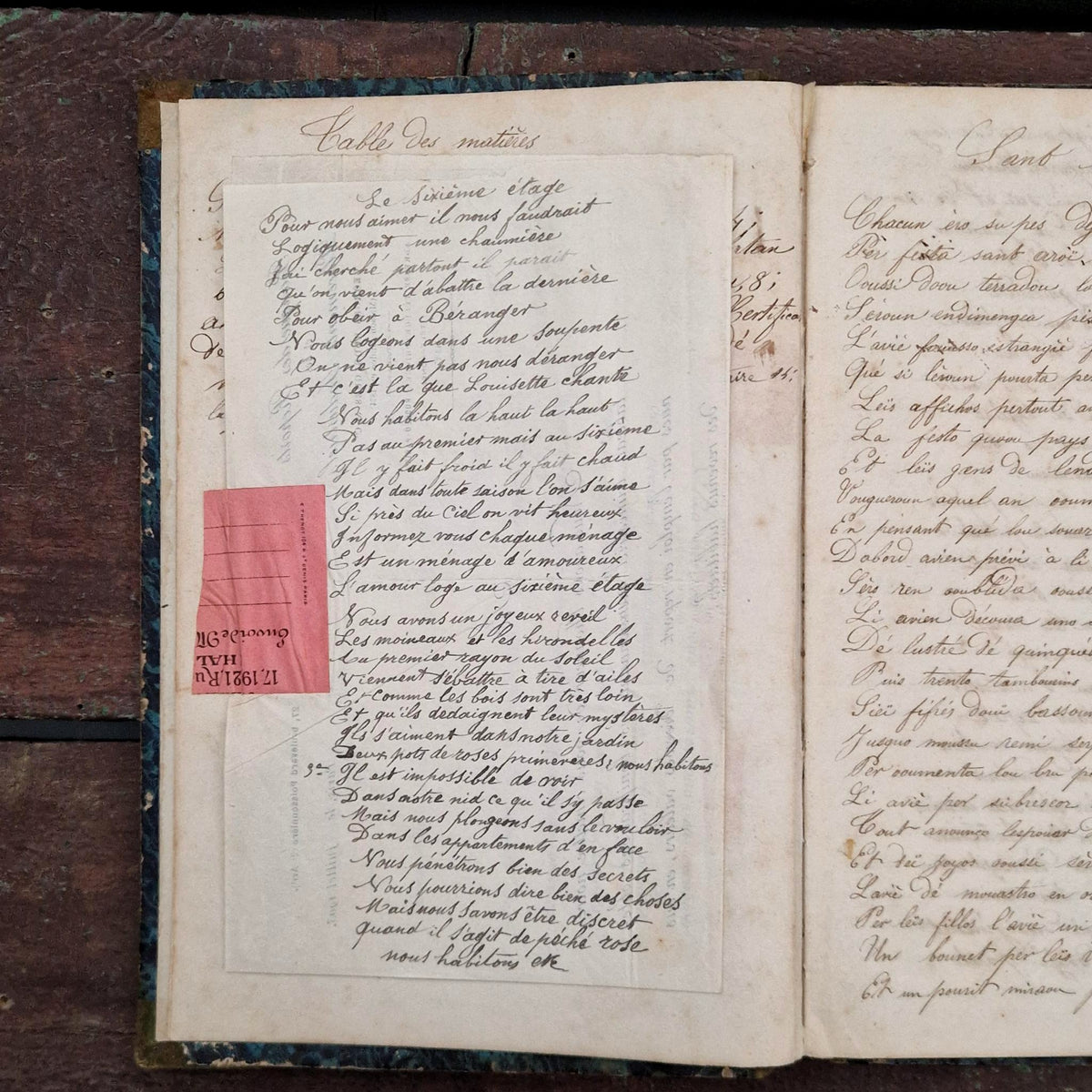 Recueil manuscrit de chansons et poésies - XIXe siècle - 184p