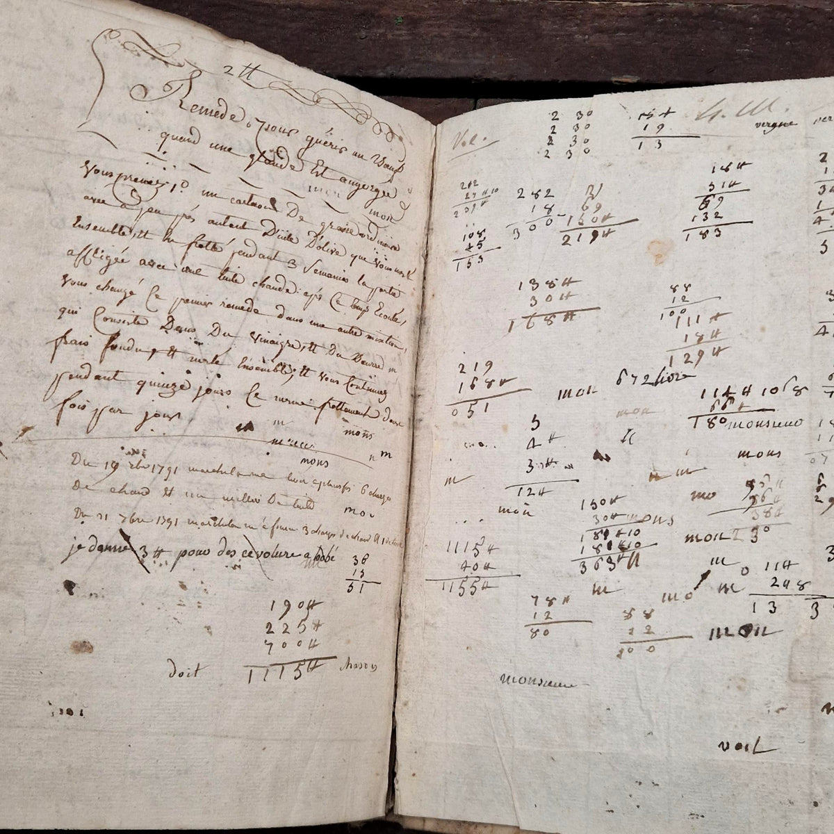 Ancien registre manuscrit -  Fin XVIIIe / Début XIXe