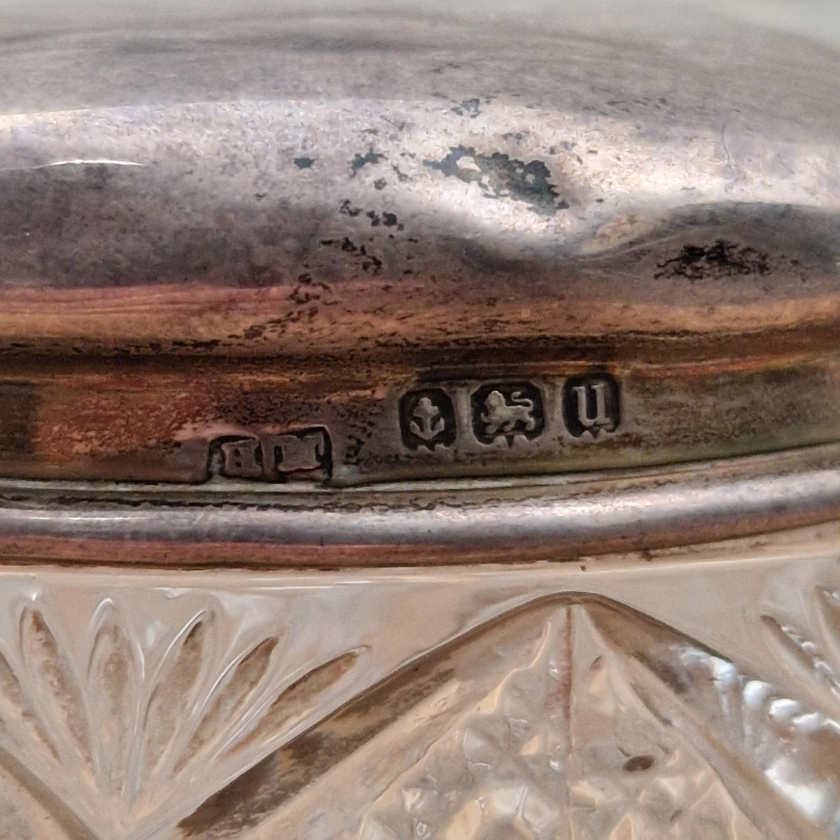 Antique glass and silver cosmetic bottle - Henry Matthews
