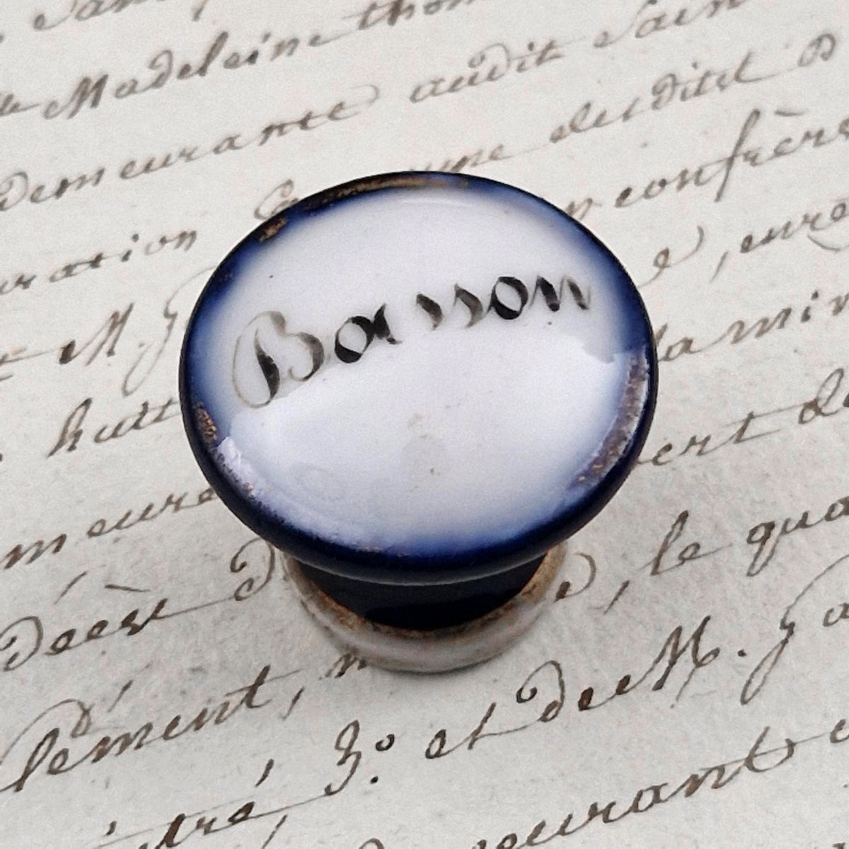 Ancien bouton d’orgue « Basson » - Céramique émaillée