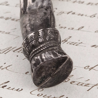 Antique "Victorian hand" office seal in silver-plated metal