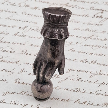 Antique "Victorian hand" office seal in silver-plated metal