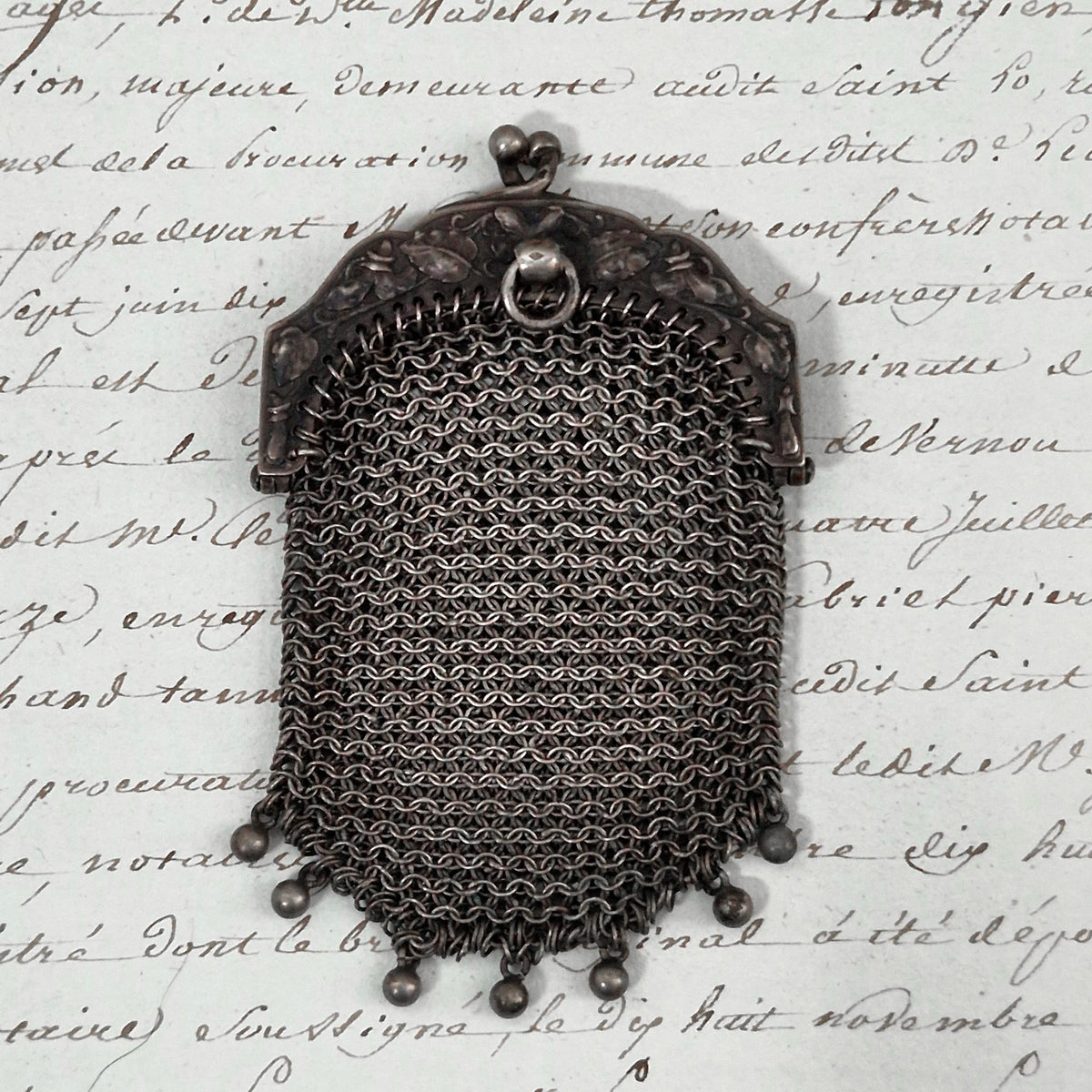 Ancienne aumônière « Porte-monnaie » en argent - vers 1900