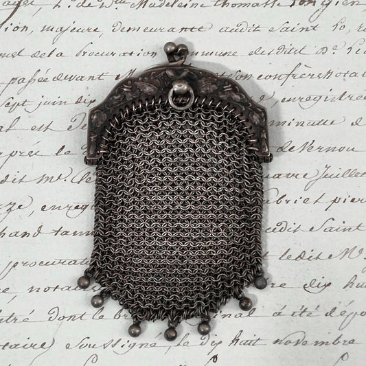 Ancienne aumônière « Porte-monnaie » en argent - vers 1900