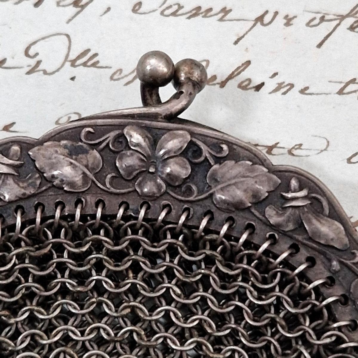 Ancienne aumônière « Porte-monnaie » en argent - vers 1900