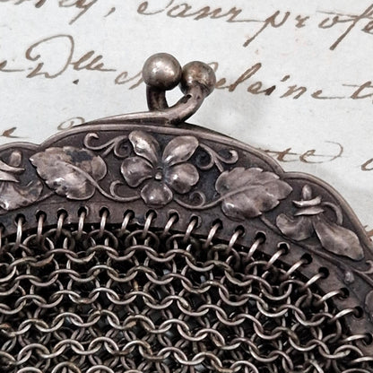 Ancienne aumônière « Porte-monnaie » en argent - vers 1900