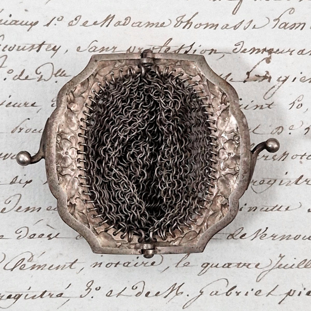 Ancienne aumônière « Porte-monnaie » en argent - vers 1900